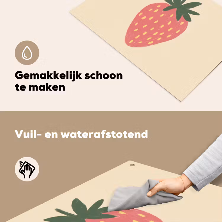 Aardbei - Minimalistisch - Rood - Fruit Inductie beschemer met haakjes klein -ky-schoon-nl
