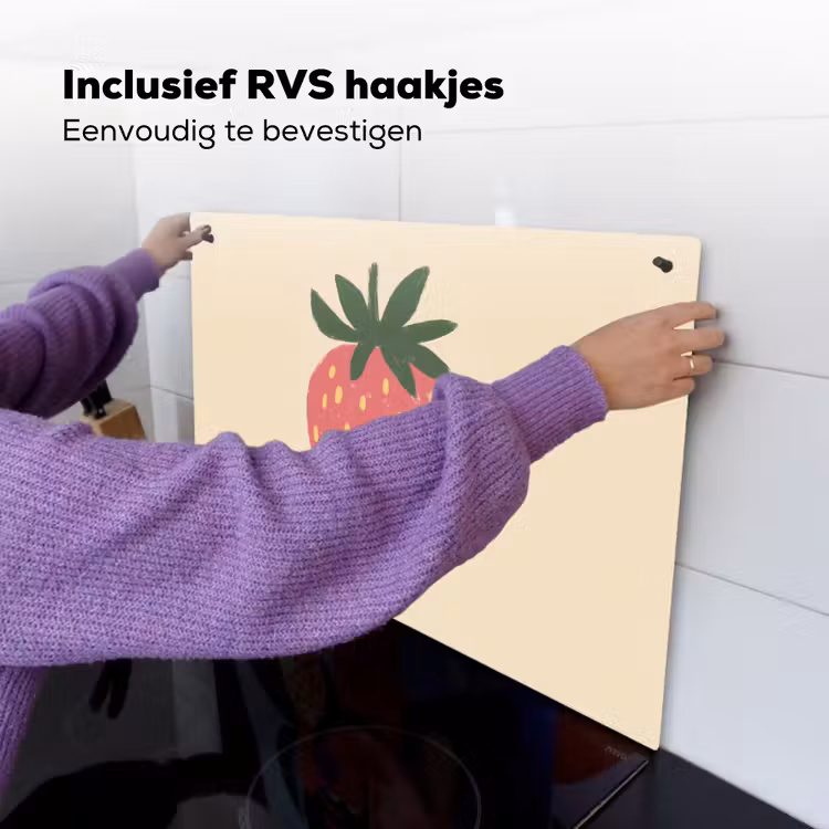 Aardbei - Minimalistisch - Rood - Fruit Inductie beschemer met haakjes klein -ky-ophangen-nl