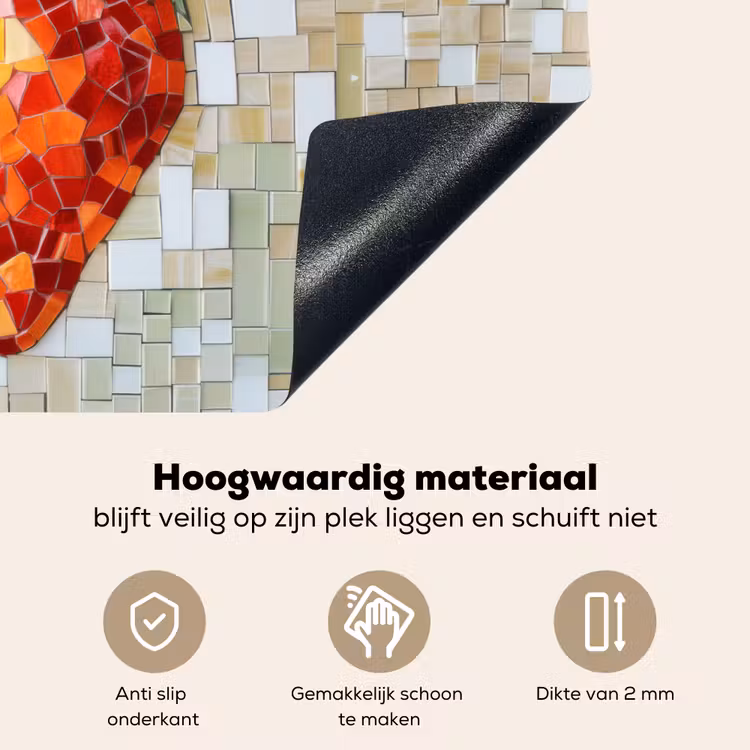 Aardbei - Rood - Mozaïek - Fruit Inductie beschemer met haakjes klein -ky-onderkant-nl