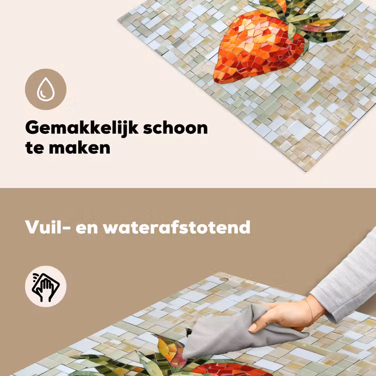 Aardbei - Rood - Mozaïek - Fruit Inductie beschemer met haakjes klein -ky-schoon-nl