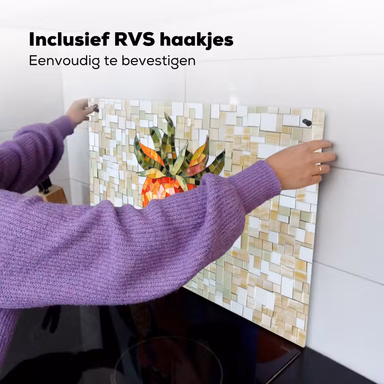 Aardbei - Rood - Mozaïek - Fruit Inductie beschemer met haakjes klein -ky-ophangen-nl