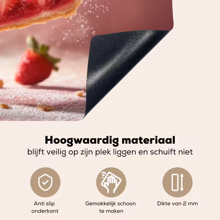 Aardbei - Taart- Eten - Roze Inductie beschemer met haakjes klein -ky-onderkant-nl
