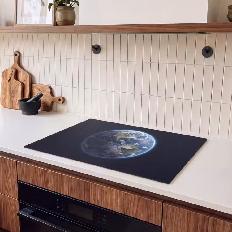 Inductiebeschermer & spatscherm (2in1) - Aarde - Ruimte - Kosmos - Aarde - Ruimte - Kosmos Inductie beschemer met haakjes klein