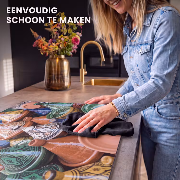 Inductiebeschermer & spatscherm (2in1) - Aardewerk - Kleurrijk - Patroon - Aardewerk - Kleurrijk - Patroon Inductie beschemer met haakjes klein