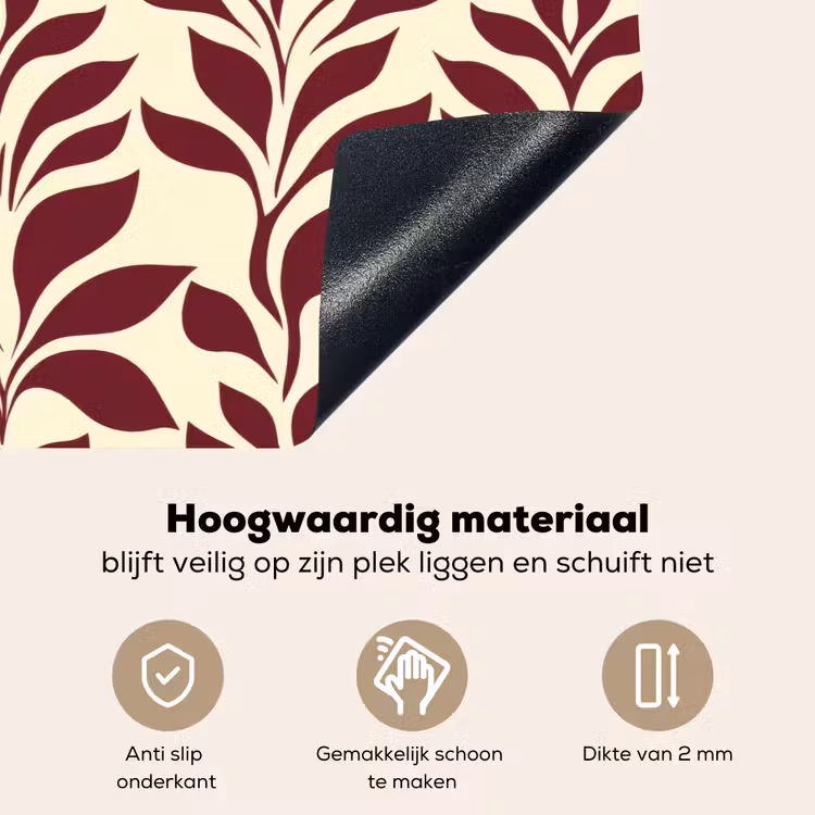 Abstract - Bladeren - Burgundy Inductie beschemer met haakjes klein 777 -ky-onderkant-nl