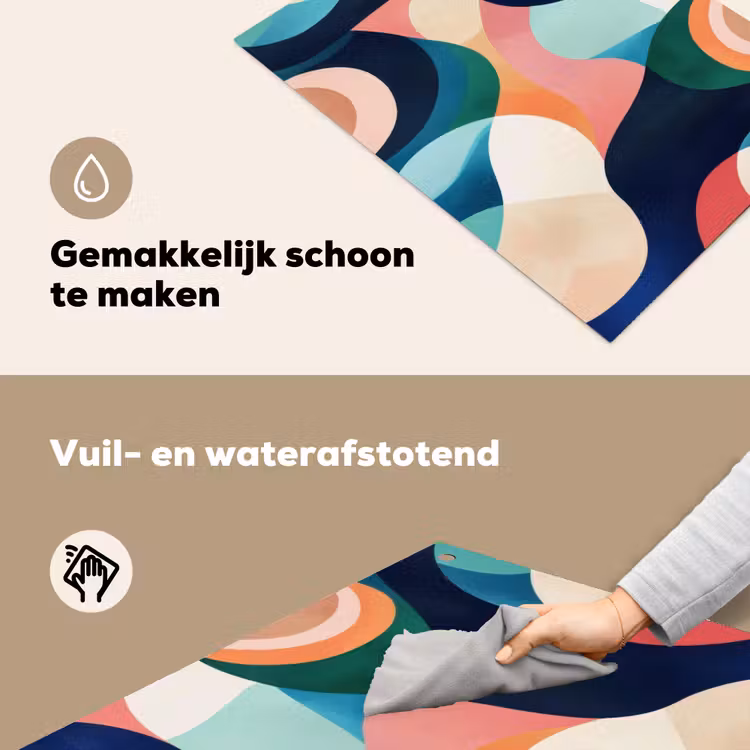 Abstract - Blauw - Roze Inductie beschemer met haakjes klein -ky-schoon-nl