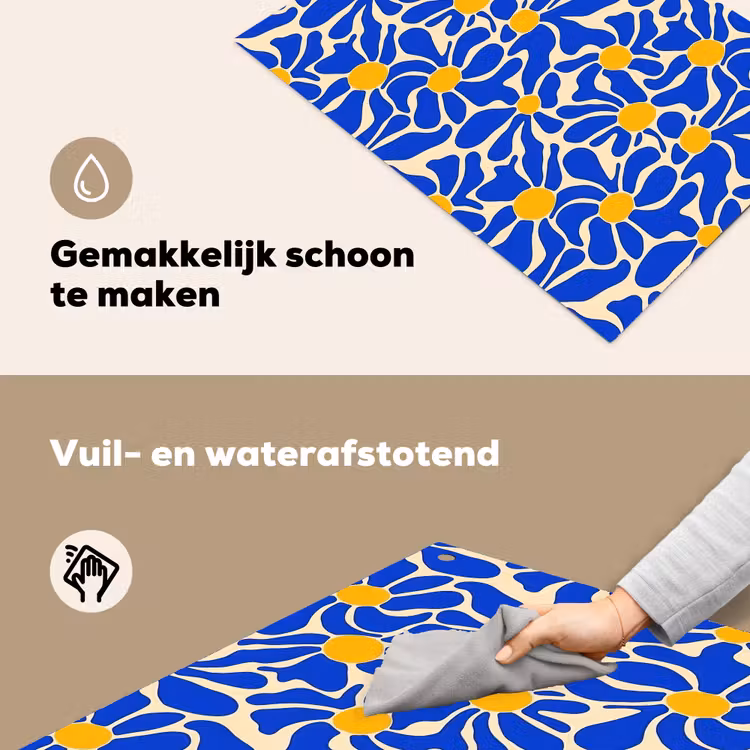 Abstract - Bloem - Blauw Inductie beschemer met haakjes klein 777 -ky-schoon-nl