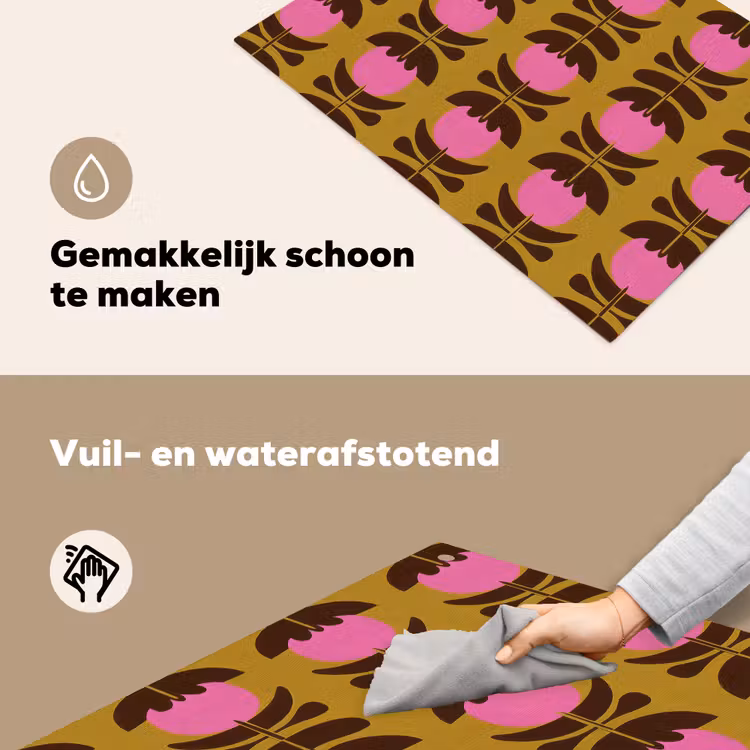 Abstract - Bloemen - Roze Inductie beschemer met haakjes klein 777 -ky-schoon-nl