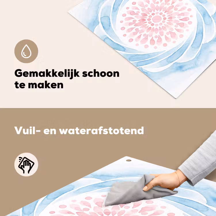 Abstract - Bloemvorm - Aquarel - Roze - Blauw Inductie beschemer met haakjes klein -ky-schoon-nl