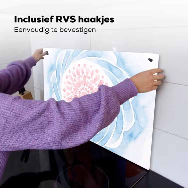 Abstract - Bloemvorm - Aquarel - Roze - Blauw Inductie beschemer met haakjes klein -ky-ophangen-nl