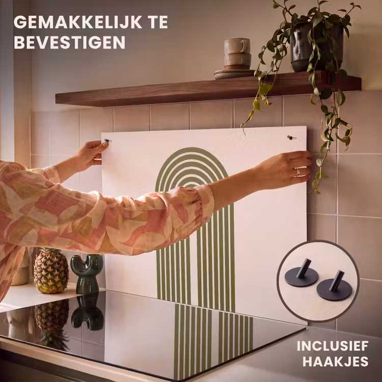 Abstract - Bogen - Modern - Groen - Kunst Inductie beschemer met haakjes klein -ky-ophangen-nl
