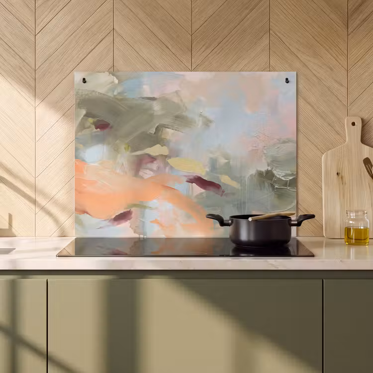 Abstract - Borstelstreken - Kunst - Modern - Pastel Inductie beschemer met haakjes klein -sfeer2