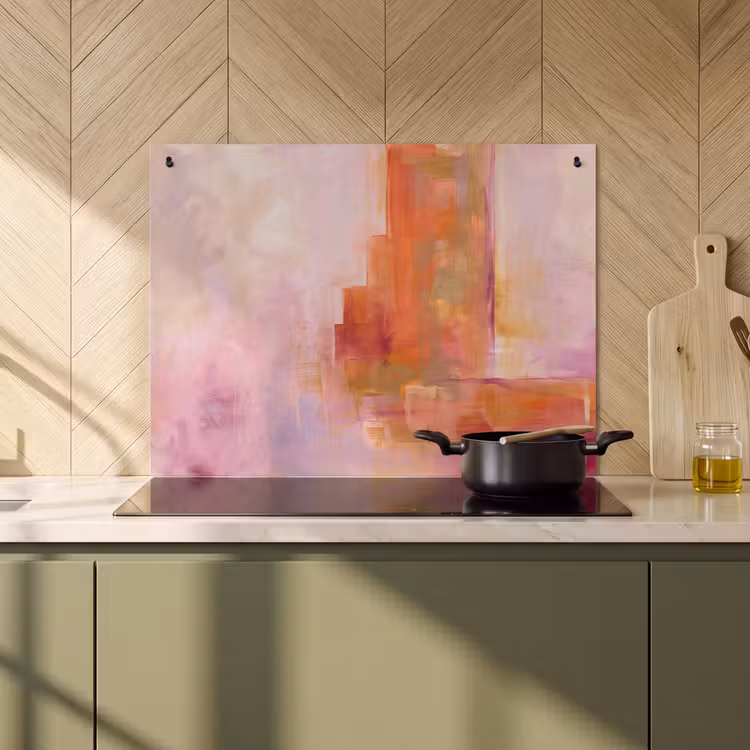 Abstract - Borstelstreken - Kunst - Paars - Goud Inductie beschemer met haakjes klein -sfeer2