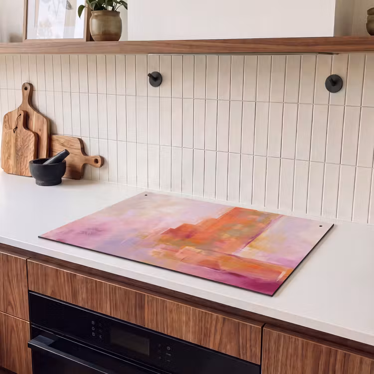 Abstract - Borstelstreken - Kunst - Paars - Goud Inductie beschemer met haakjes klein -sfeer1