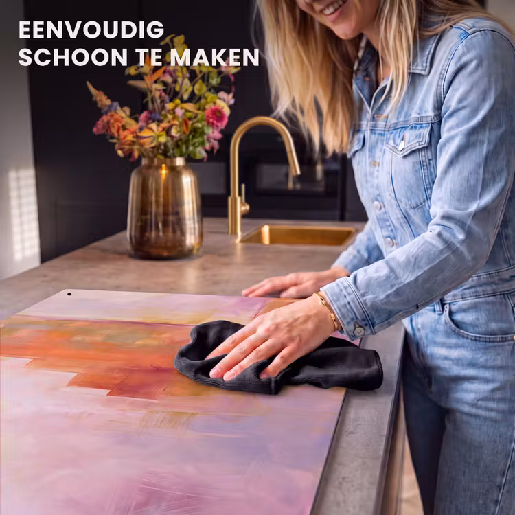 Abstract - Borstelstreken - Kunst - Paars - Goud Inductie beschemer met haakjes klein -ky-schoon-nl