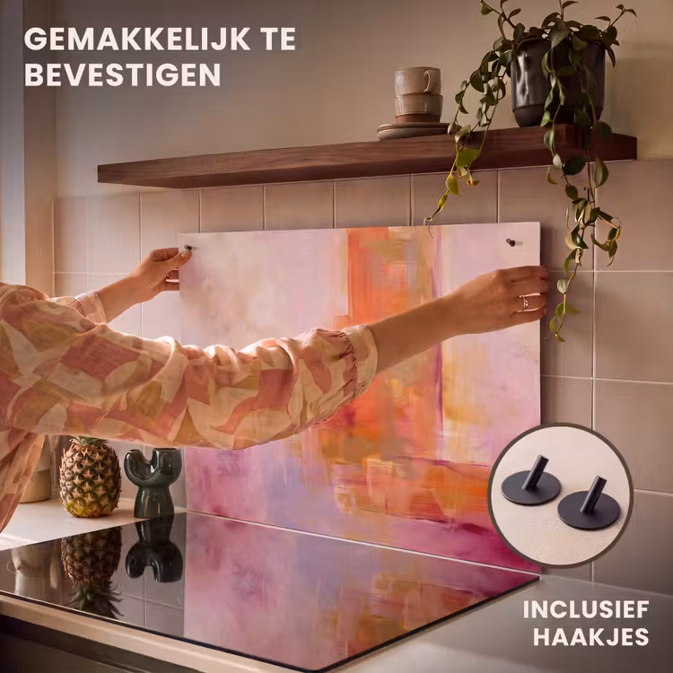 Abstract - Borstelstreken - Kunst - Paars - Goud Inductie beschemer met haakjes klein -ky-ophangen-nl