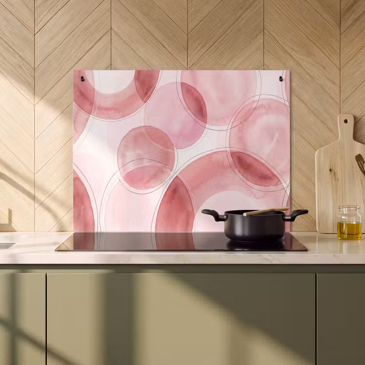 Abstract - Cirkels - Modern - Roze - Kunst Inductie beschemer met haakjes klein -sfeer2