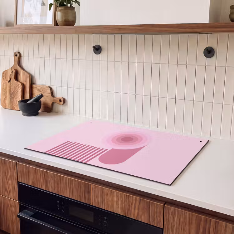 Abstract - Cirkels - Strepen - Modern - Roze Inductie beschemer met haakjes klein -sfeer1