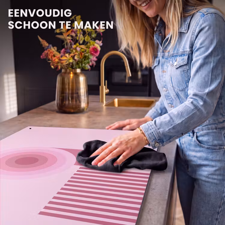 Abstract - Cirkels - Strepen - Modern - Roze Inductie beschemer met haakjes klein -ky-schoon-nl