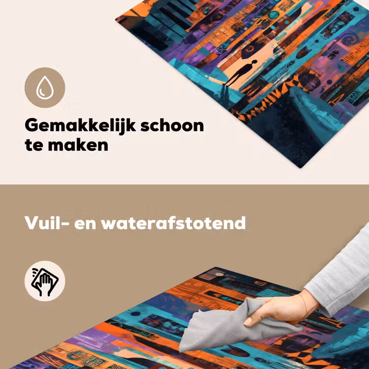 Abstract - Figuren - Kleurrijk Inductie beschemer met haakjes klein -ky-schoon-nl