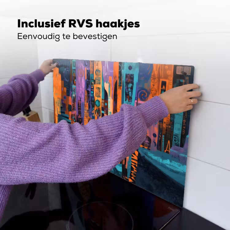 Abstract - Figuren - Kleurrijk Inductie beschemer met haakjes klein -ky-ophangen-nl