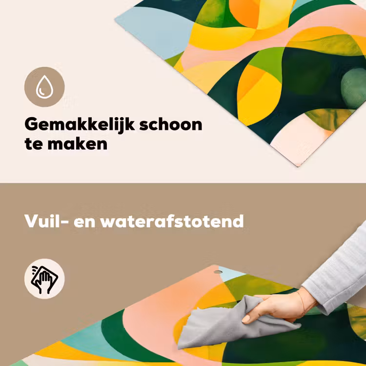 Abstract - Geel - Roze - Groen Inductie beschemer met haakjes klein -ky-schoon-nl