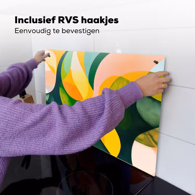 Abstract - Geel - Roze - Groen Inductie beschemer met haakjes klein -ky-ophangen-nl