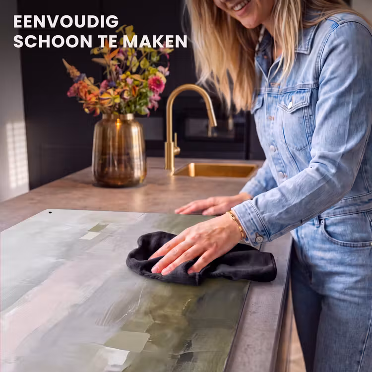 Abstract - Gelaagd - Kunst - Modern - Grijs-Groen Inductie beschemer met haakjes klein -ky-schoon-nl