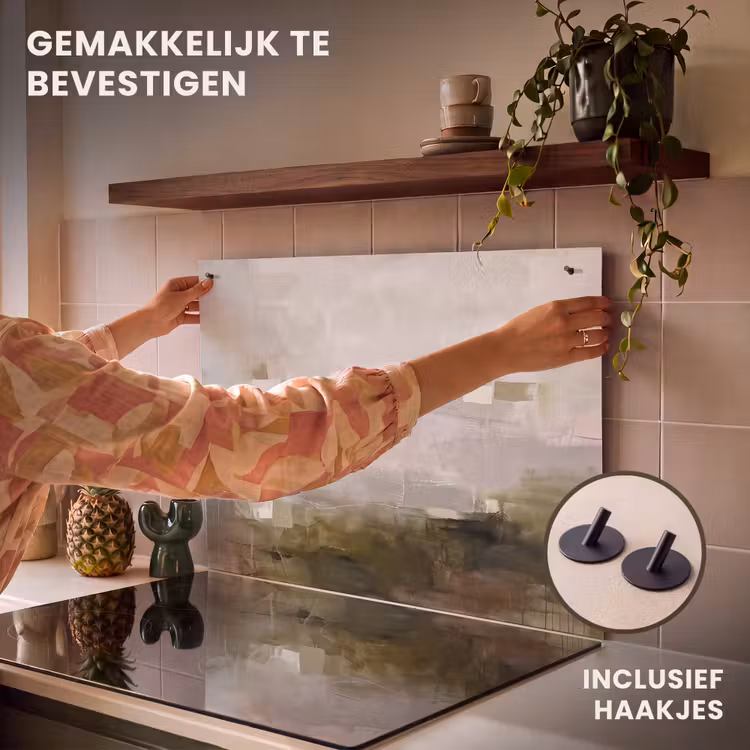 Abstract - Gelaagd - Kunst - Modern - Grijs-Groen Inductie beschemer met haakjes klein -ky-ophangen-nl