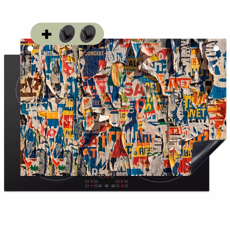 Abstract - Gelaagd papier - Urban - Modern - Kleurrijk Inductie beschemer met haakjes klein -3d