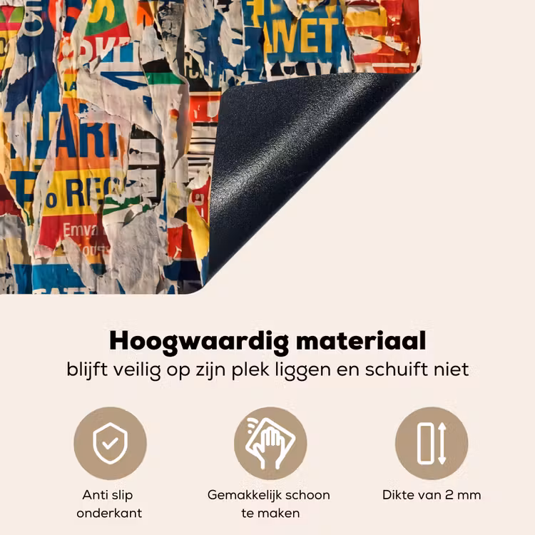 Abstract - Gelaagd papier - Urban - Modern - Kleurrijk Inductie beschemer met haakjes klein -ky-onderkant-nl