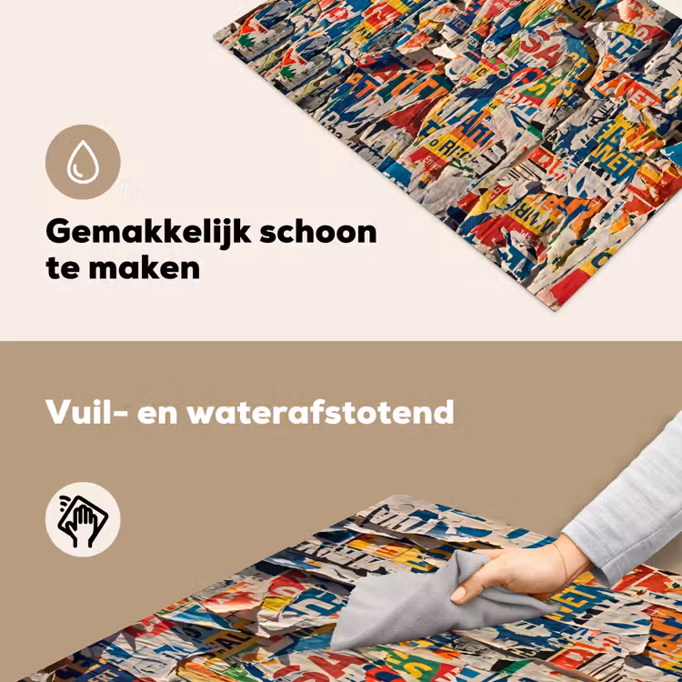 Abstract - Gelaagd papier - Urban - Modern - Kleurrijk Inductie beschemer met haakjes klein -ky-schoon-nl