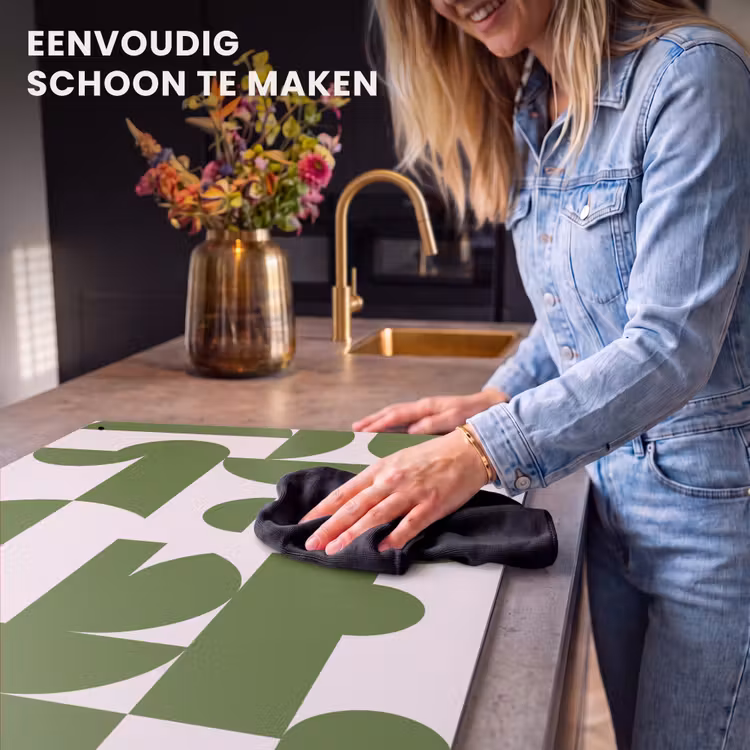 Abstract - Geometrie - Modern - Groen - Wit Inductie beschemer met haakjes klein -ky-schoon-nl