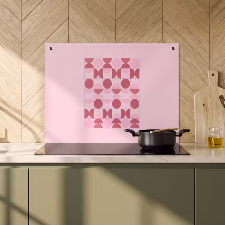 Abstract - Geometrisch - Cirkels - Roze - Modern Inductie beschemer met haakjes klein -sfeer2