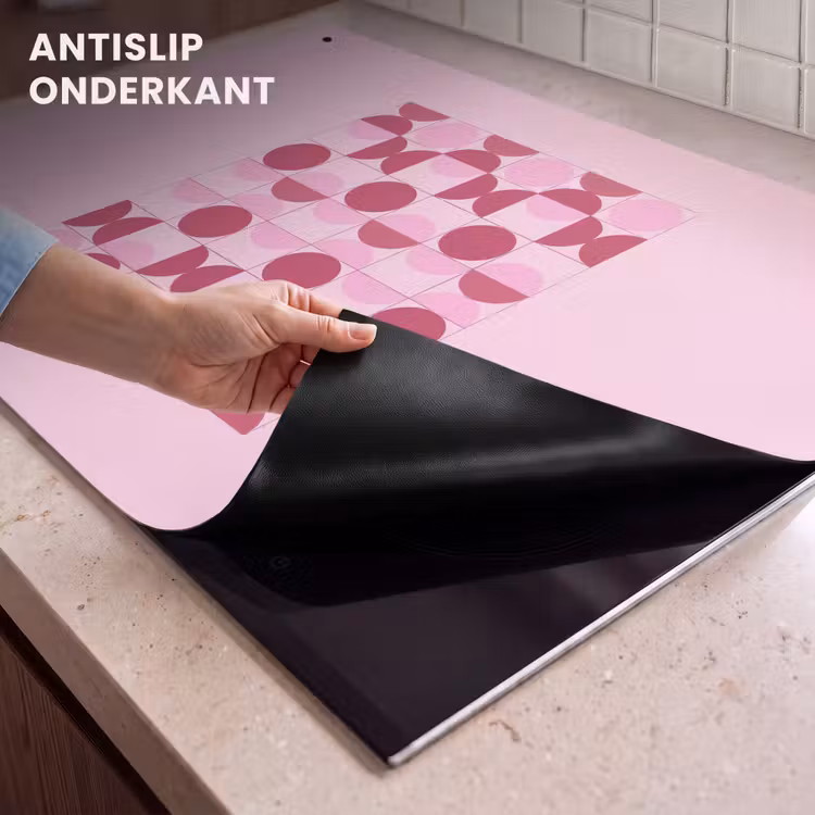 Abstract - Geometrisch - Cirkels - Roze - Modern Inductie beschemer met haakjes klein -ky-onderkant-nl