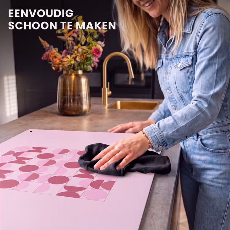 Abstract - Geometrisch - Cirkels - Roze - Modern Inductie beschemer met haakjes klein -ky-schoon-nl