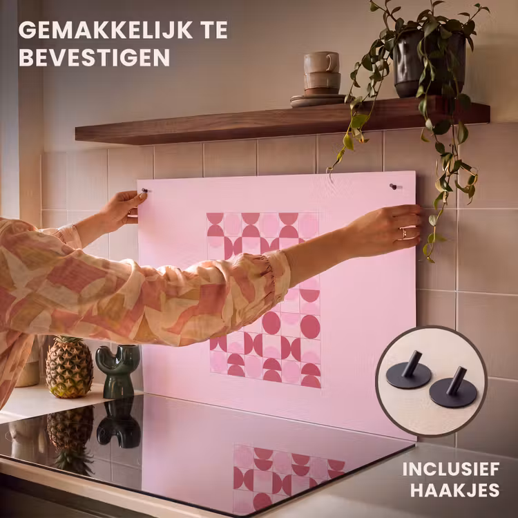 Abstract - Geometrisch - Cirkels - Roze - Modern Inductie beschemer met haakjes klein -ky-ophangen-nl