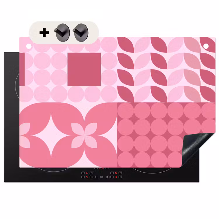 Abstract - Geometrisch - Patroon - Modern - Roze Inductie beschemer met haakjes klein -3d