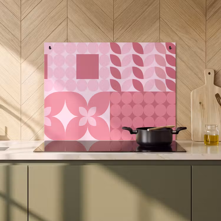 Abstract - Geometrisch - Patroon - Modern - Roze Inductie beschemer met haakjes klein -sfeer2