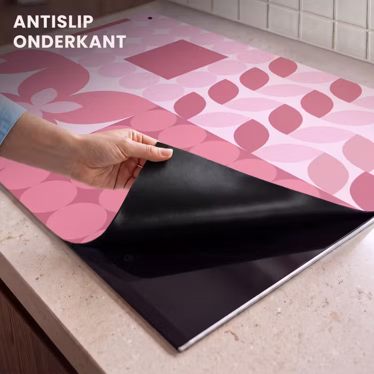 Abstract - Geometrisch - Patroon - Modern - Roze Inductie beschemer met haakjes klein -ky-onderkant-nl