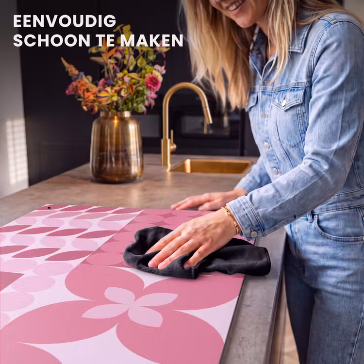 Abstract - Geometrisch - Patroon - Modern - Roze Inductie beschemer met haakjes klein -ky-schoon-nl
