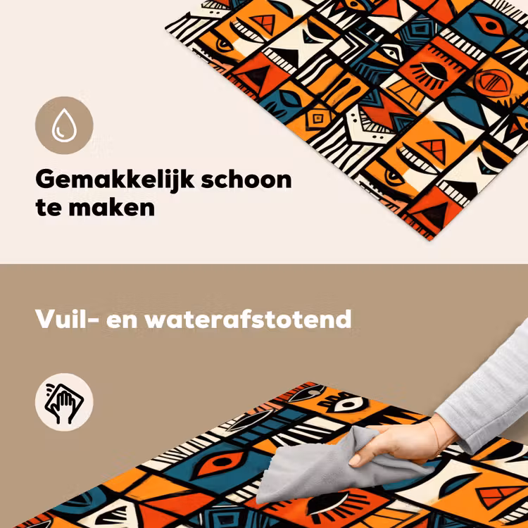 Abstract - Gezichten - Mozaïek Inductie beschemer met haakjes klein -ky-schoon-nl