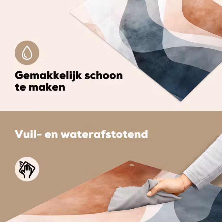 Abstract - Golven - Blauw Inductie beschemer met haakjes klein -ky-schoon-nl