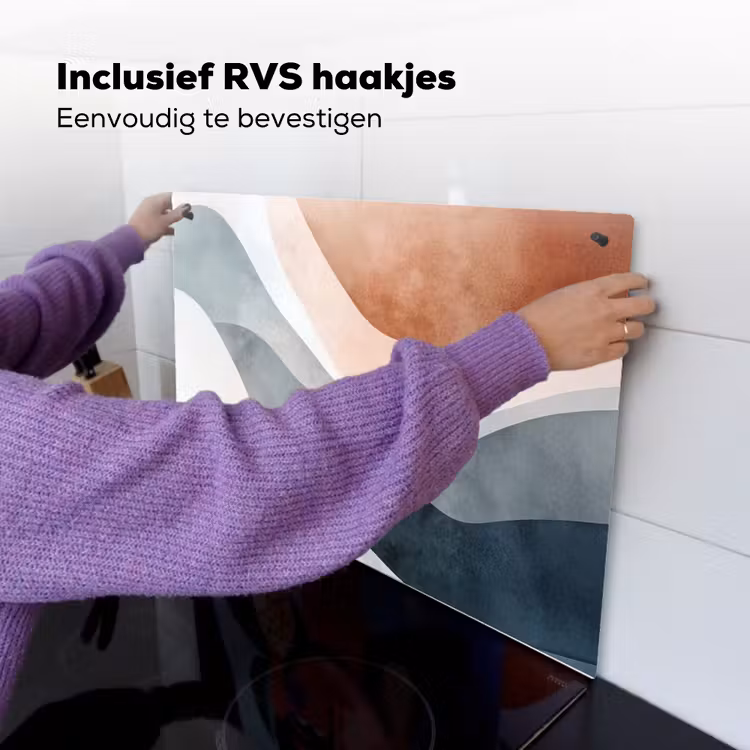 Abstract - Golven - Blauw Inductie beschemer met haakjes klein -ky-ophangen-nl