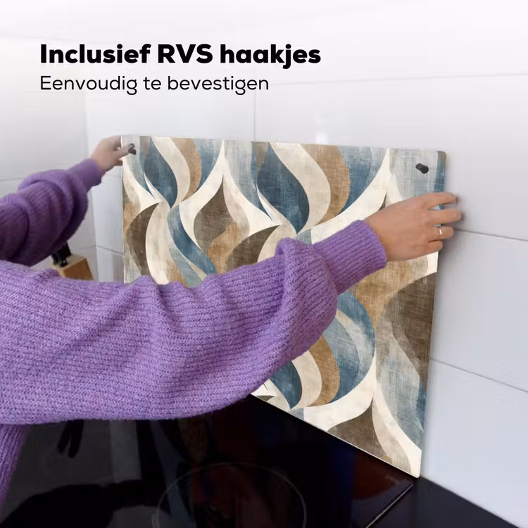 Abstract - Golven - Kleurrijk Inductie beschemer met haakjes klein 777 -ky-ophangen-nl