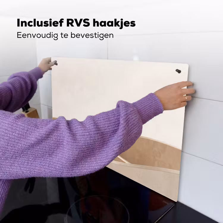 Abstract - Golven - Modern - Beige Inductie beschemer met haakjes klein -ky-ophangen-nl