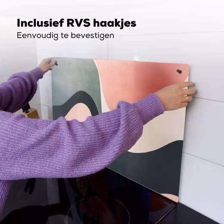 Abstract - Golven - Sierlijk - Roze Inductie beschemer met haakjes klein -ky-ophangen-nl