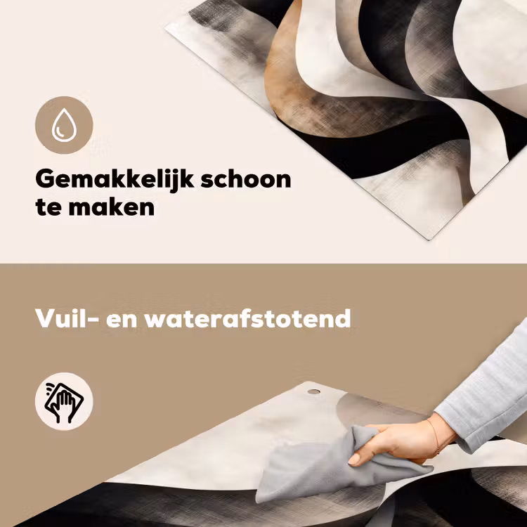 Abstract - Golven - Zwart - Verweerd Inductie beschemer met haakjes klein -ky-schoon-nl