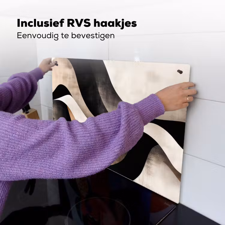 Abstract - Golven - Zwart - Verweerd Inductie beschemer met haakjes klein -ky-ophangen-nl