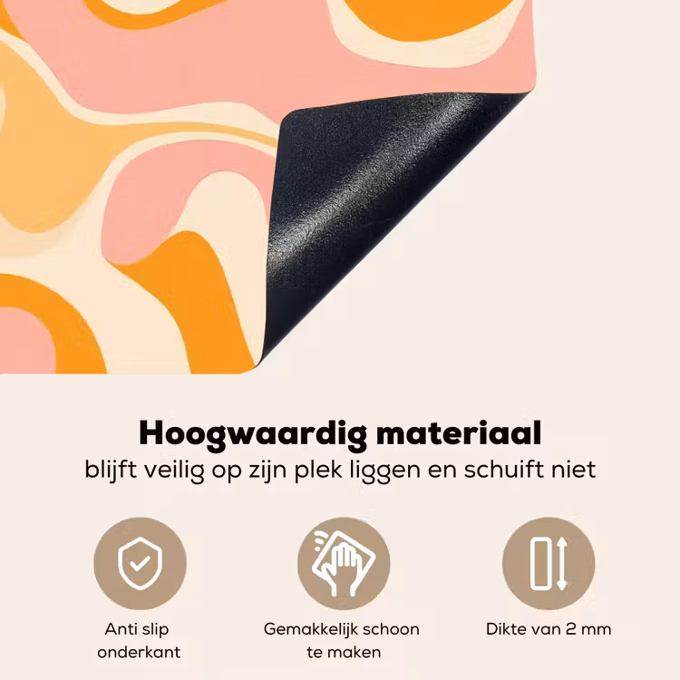 Abstract - Golvend - Oranje Inductie beschemer met haakjes klein -ky-onderkant-nl